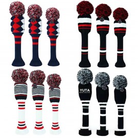 Knit Golf Club Head Covers Fairway Hybrids With Number Tag with Logo