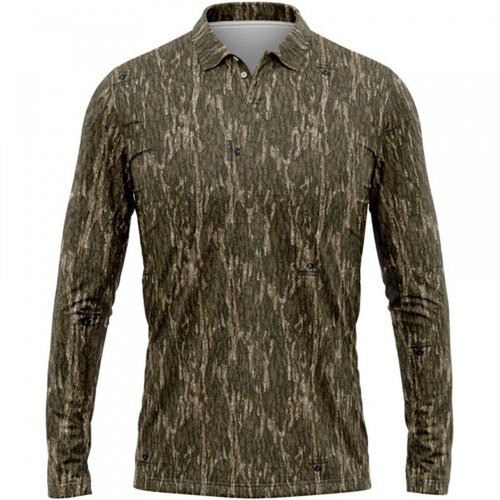 Promotional Mossy Oak Men's 4.4 Oz. Polyester Interlock Long Sleeve Polo Shirt