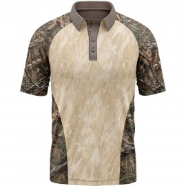 Mossy Oak Men's 4.4 Oz. Polyester Interlock Raglan Polo Shirt with Logo