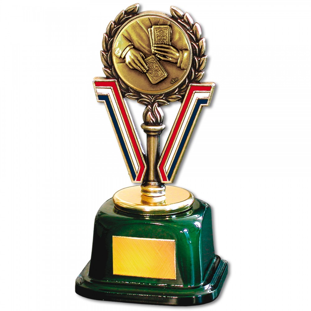 Logo Branded Stock 7" Trophy with 2" Cards and Engraving Plate