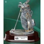 Customized Silver/Gold Golf Bag Sculpture Trophy (7 1/2")