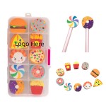 10 Pcs Colorful Fast Food Pencil Topper TPR Eraser Set with Logo