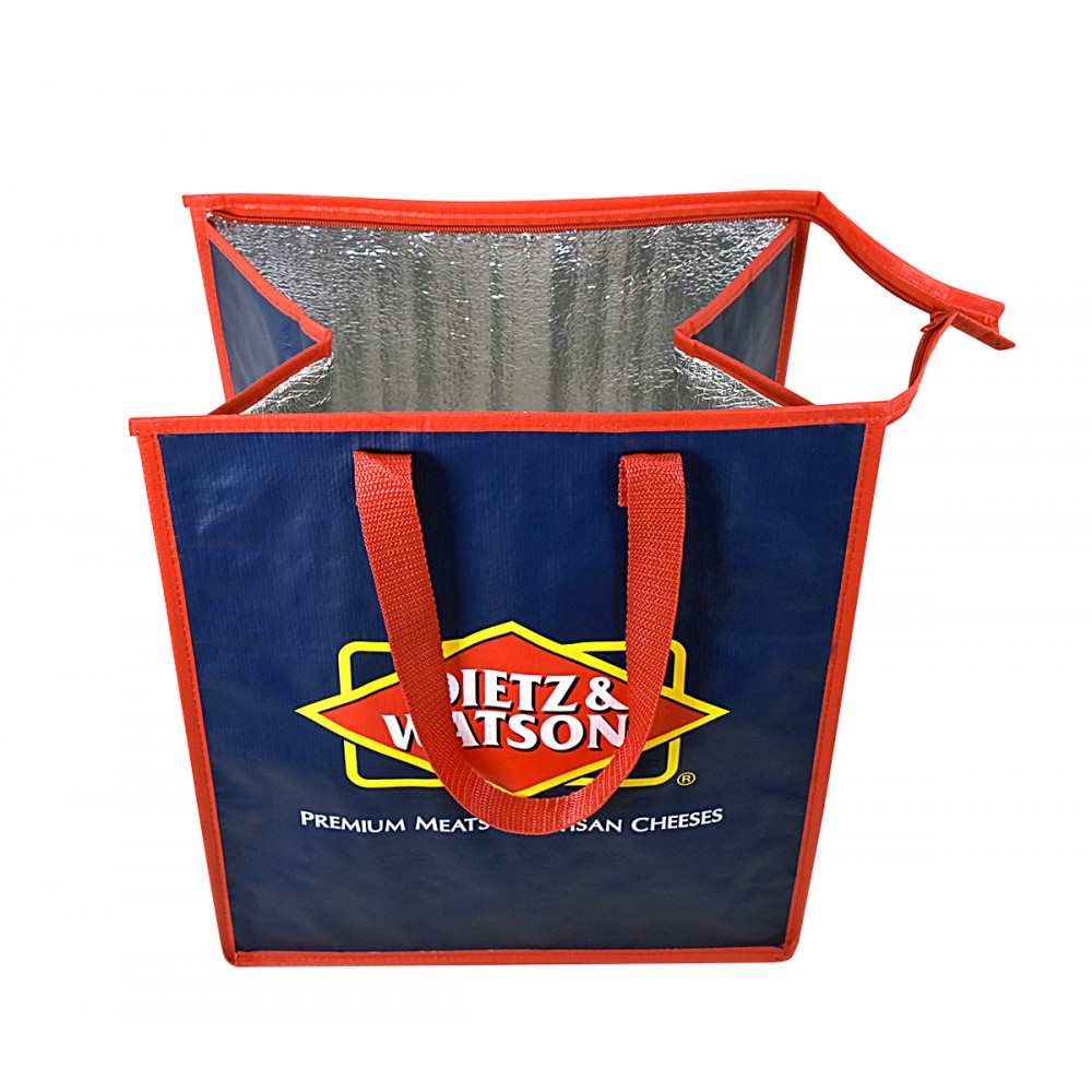 Custom Custom 145g Laminated Woven Insulated Grocery Cooler Bag 13"x15"x10"