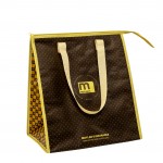 Custom 145g  Laminated Woven Insulated Delivery Cooler Bag w/Golden Zipper Closure 13"x15"x10" with Logo