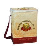 Custom Full-Color145g Laminated Woven Insulated 12-Can Cooler Bag w/3-Side Zipper Closure 9"x11"x6" with Logo