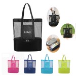 Insulated Mesh Beach Tote With Coller Bag Picnic Bags with Logo