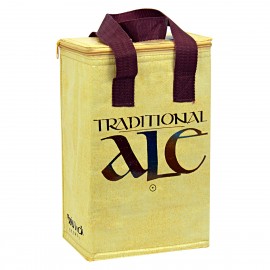 Custom Full-Color145g Laminated Woven Insulated 12-Can Cooler Bag w/3-Side Zipper Closure 9"x11"x6" with Logo