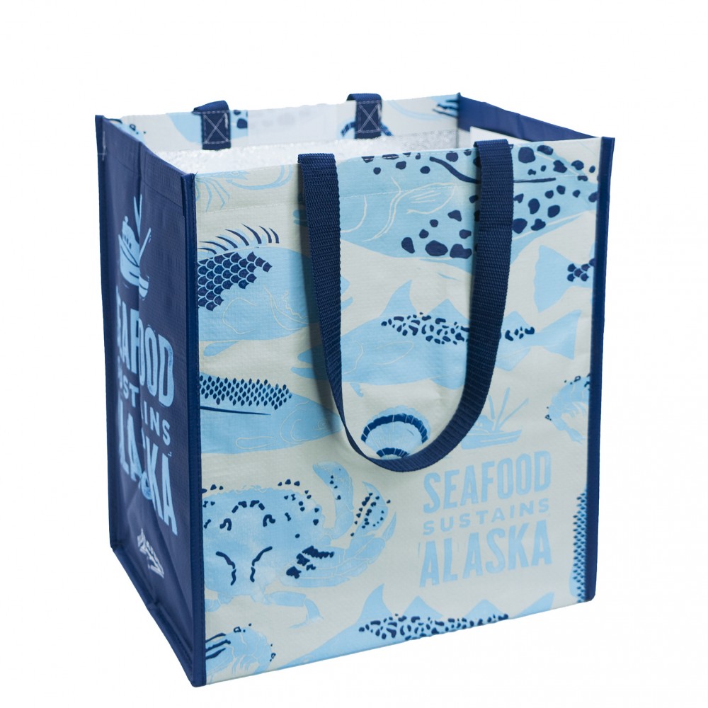 Personalized Custom 145g Laminated Woven Insulated Grocery Cooler Bag w/Velcro Closure 13"x15"x10"