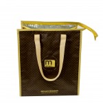 Custom Custom 145g Laminated Woven Insulated Cooler Bag w/Golden Zipper Closure 13"x15"x10"