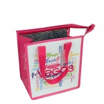 Promotional Full-Color 120g Laminated Non-Woven Insulated Lunch Bag w/Zipper Closure 9"x10"x5.5"