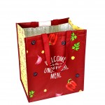 Custom 145g Laminated Woven Insulated Grocery Cooler Bag w/Velcro Closure 13"x15"x10" with Logo