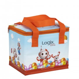 Customized Custom Full-Color 145g Laminated Woven Insulated 6-Can Cooler Bag 8"x6.5"x6.75"