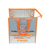 Promotional Custom 145g Metalic Laminated Woven Insulated Delivery Cooler Bag w/Zipper Closure 13"x15"x10"