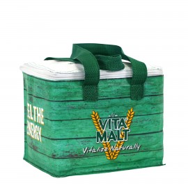 Logo Branded Water-Proof Full-Color Laminated Insulated 6-Can Cooler Bag w/3-Side Zipper Closure 8"x6.5"x6.75"