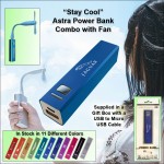 Customized Light Blue 2800 mAh Astra Power Bank Combo w/Fan