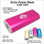 Logo Branded Echo Power Bank 4000 mAh - Pink