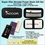 Customized Super Slim Nevada Rubberized Finish Power Bank in Zipper Wallet - 6,000 mAh