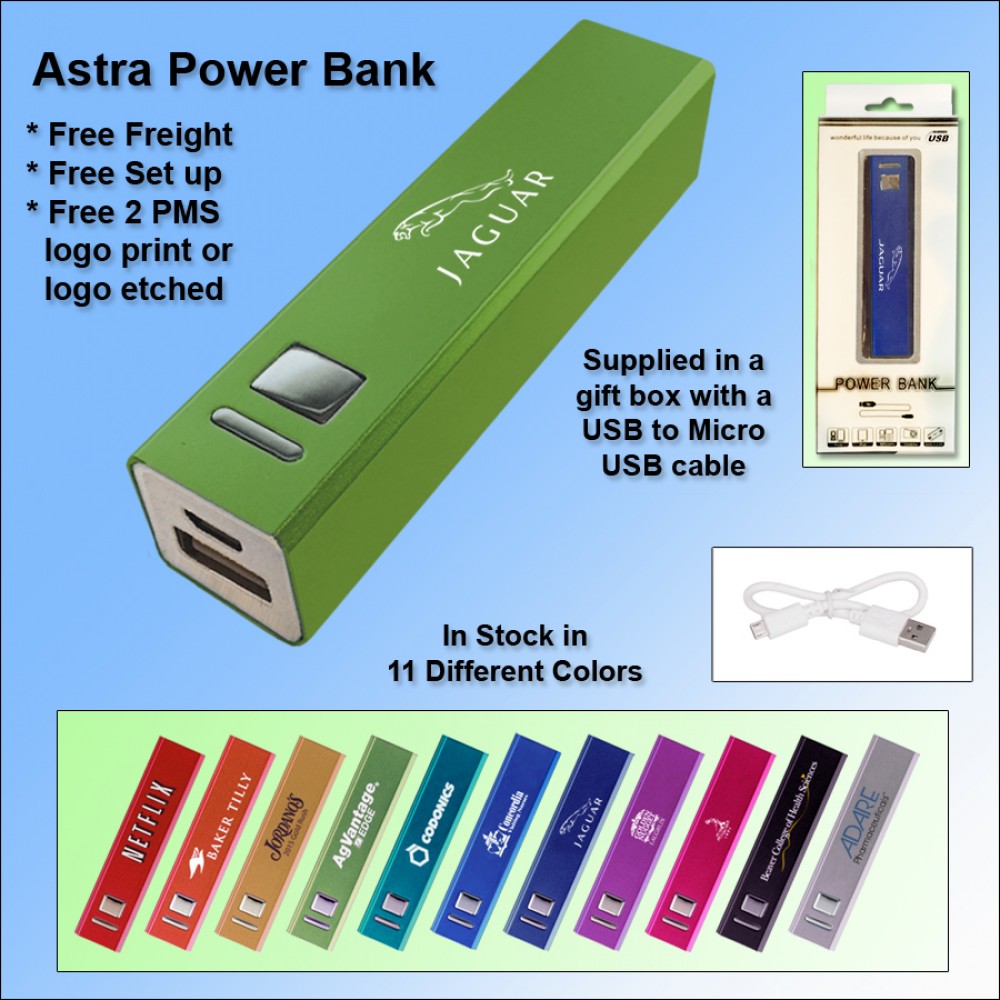 Astra Power Bank 2000 mAh - Green with Logo