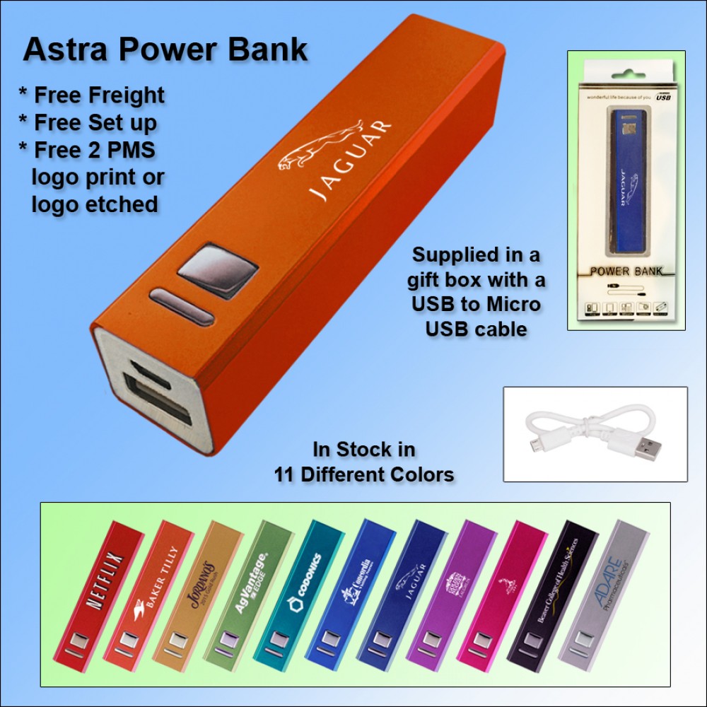 Personalized Astra Power Bank 2200 mAh - Orange