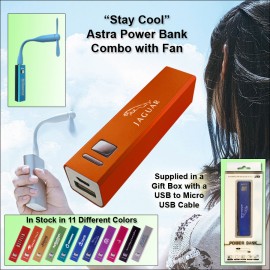 Orange 2200 mAh Astra Power Bank Combo w/Fan with Logo