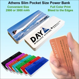 Promotional Athens Pocket Size Power Bank 3000 mAh Full Color Print