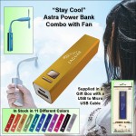 Personalized Gold 3000 mAh Astra Power Bank Combo w/Fan