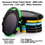 Sycamore Solar Power Bank 3000 mAh with Logo