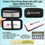 Promotional Avalon 3 Port Power Bank with LED Light 8000 mAh - Red