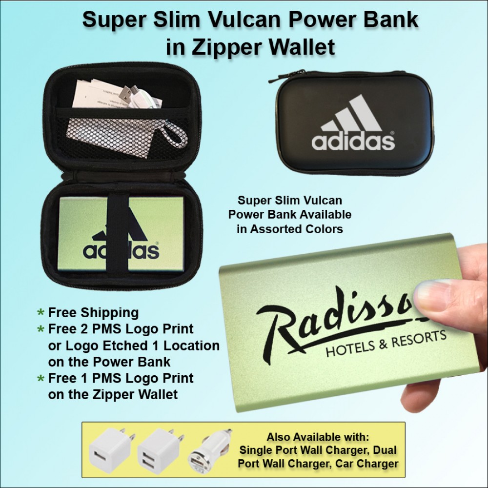 stykke Diskurs Maiden Customized Super Slim Vulcan Power Bank Zipper Wallet Gift Set 4000 mAh -  Green - Bravamarketing.com | Power Banks