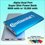 Alpha Dual Port Super Slim Power Bank 10000 mAh with Logo