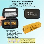 "Gold Bar" Power Bank Zipper Wallet Gift Set 2800 mAh with Logo