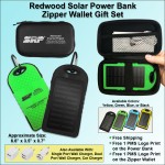 Redwood Solar Power Bank Zipper Wallet Gift Set 5000 mAh with Logo