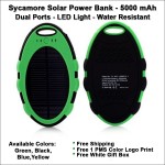 Promotional Sycamore Solar Power Bank 5000 mAh - Green