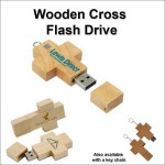 Logo Branded Bamboo Cross Flash Drive 4 GB Memory