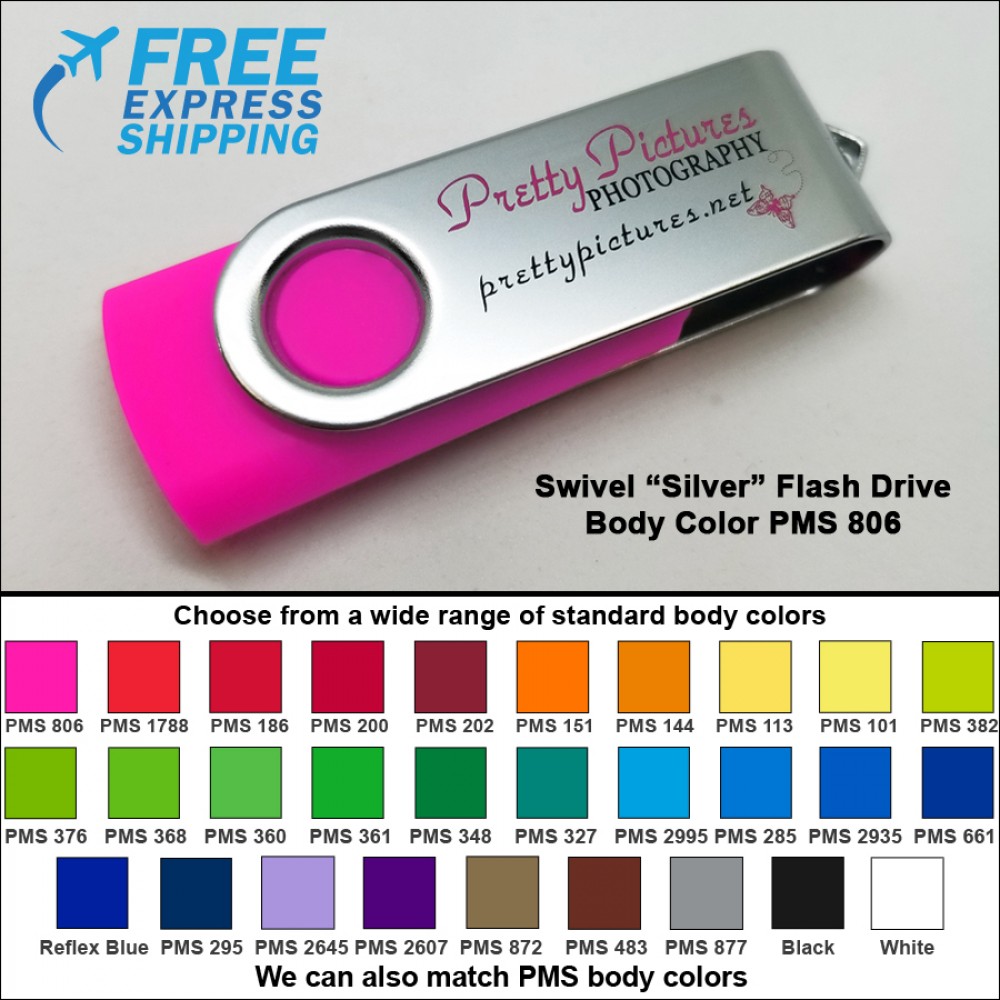 Swivel Flash Drive - 4 GB Memory - Body PMS 806 with Logo