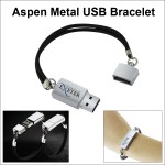 Logo Branded Aspen Metal USB Bracelet Flash Drive - 4 GB Memory