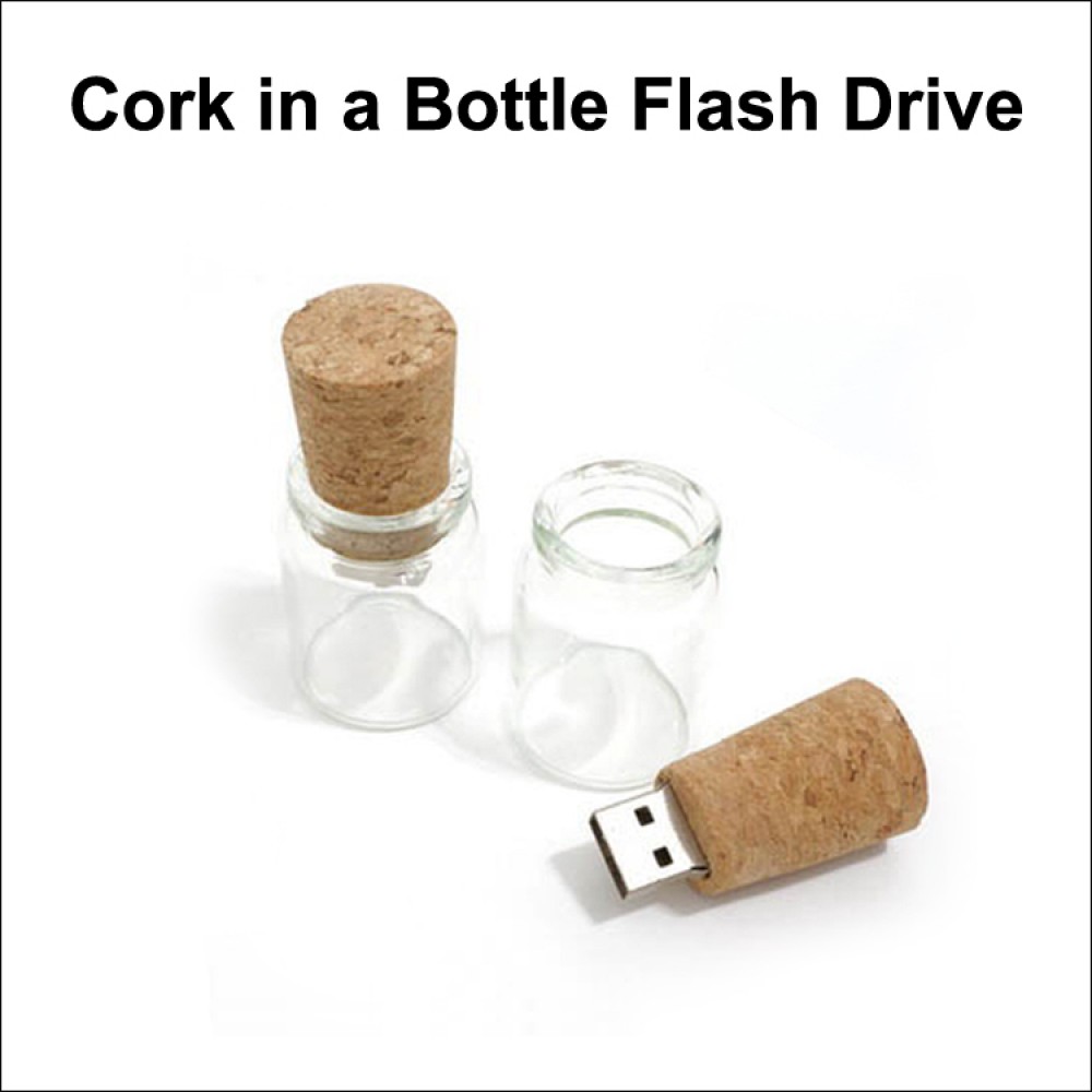 Cork in Bottle Flash Drive - 4 GB Memory with Logo