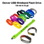 Logo Branded Denver USB Wristband - 64 GB Memory