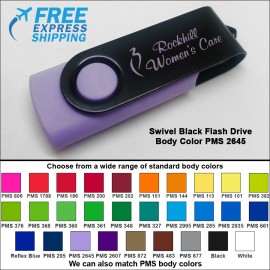 Swivel Black Flash Drive - 32 GB Memory - Body PMS 2645 with Logo