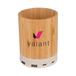 Personalized Bamboo Pen Cup w/ 10W Wireless Charger