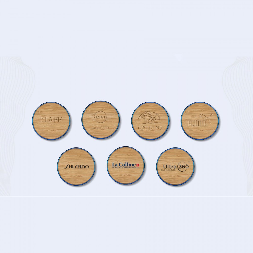 15W QI Certified Bamboo Charging Pad with Logo