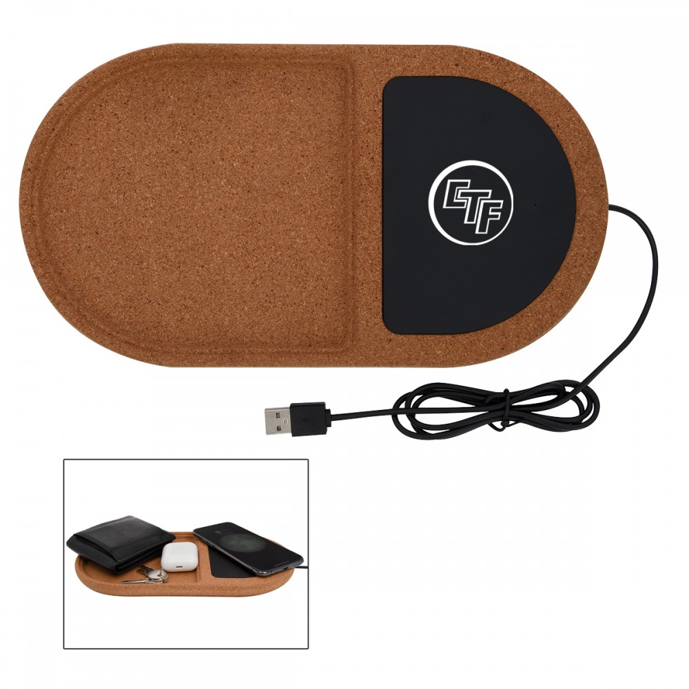 Custom Cork Wireless Charging Pad Desktop Organizer