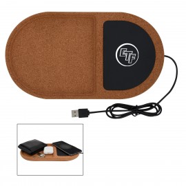 Custom Cork Wireless Charging Pad Desktop Organizer