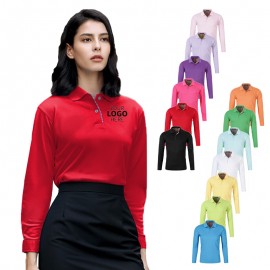 Logo Imprinted Classic Office wear Pique Cotton Long Sleeve Polo